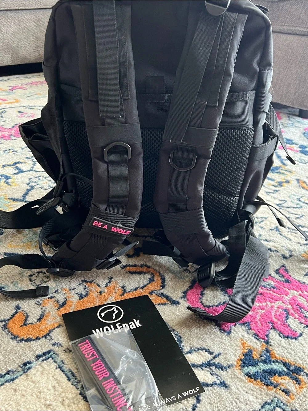 WOLF Tactical Backpack in Black with Neon Pink Accents